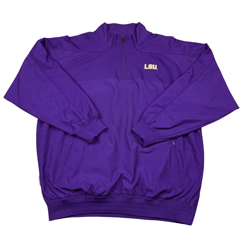 Russell Athletic LSU Tigers Quarter Zip Windbreaker Jacket Mens XL TEAM ISSUED